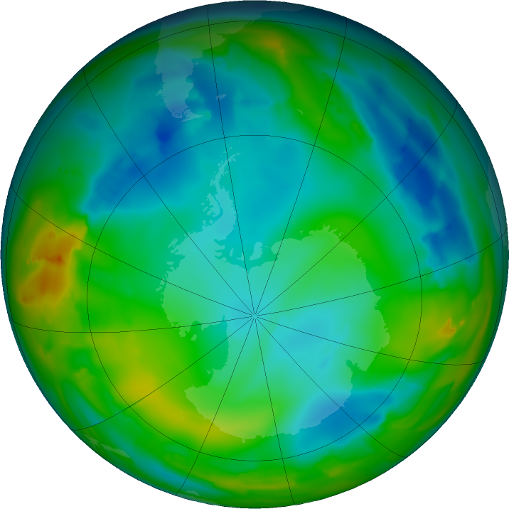 Antarctic ozone map for 03 July 2011